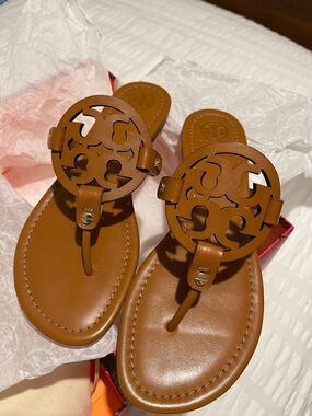 Tory Burch Miller Logo Sandal - vintage vachetta NIB